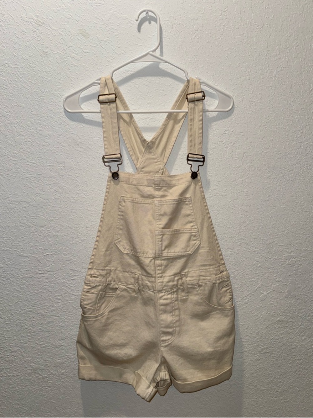 RSQ Beige Cotton Overall Shorts